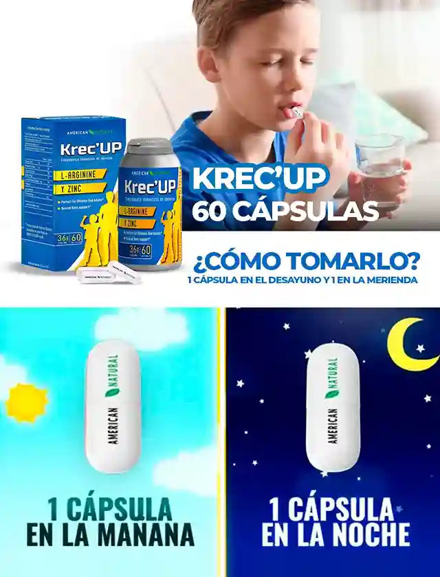 Krece Up Forte Kids - Con Zinc y L-Arginina para un crecimiento fuerte y saludable😊
