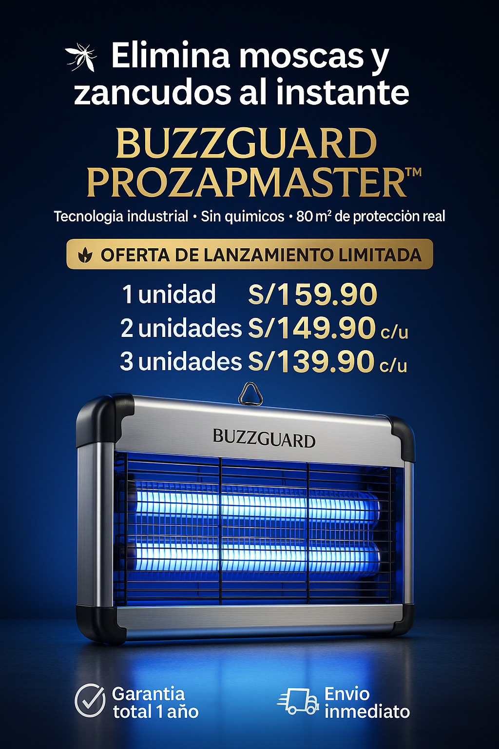 BUZZGUARD PROZAPMASTER™- IMPORTADO USA- PARA MOSQUITOS/ZANCUDOS Y PLAGAS VOLADORAS