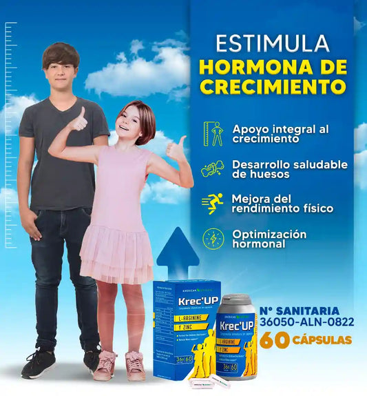 Krece Up Forte Kids - Con Zinc y L-Arginina para un crecimiento fuerte y saludable😊