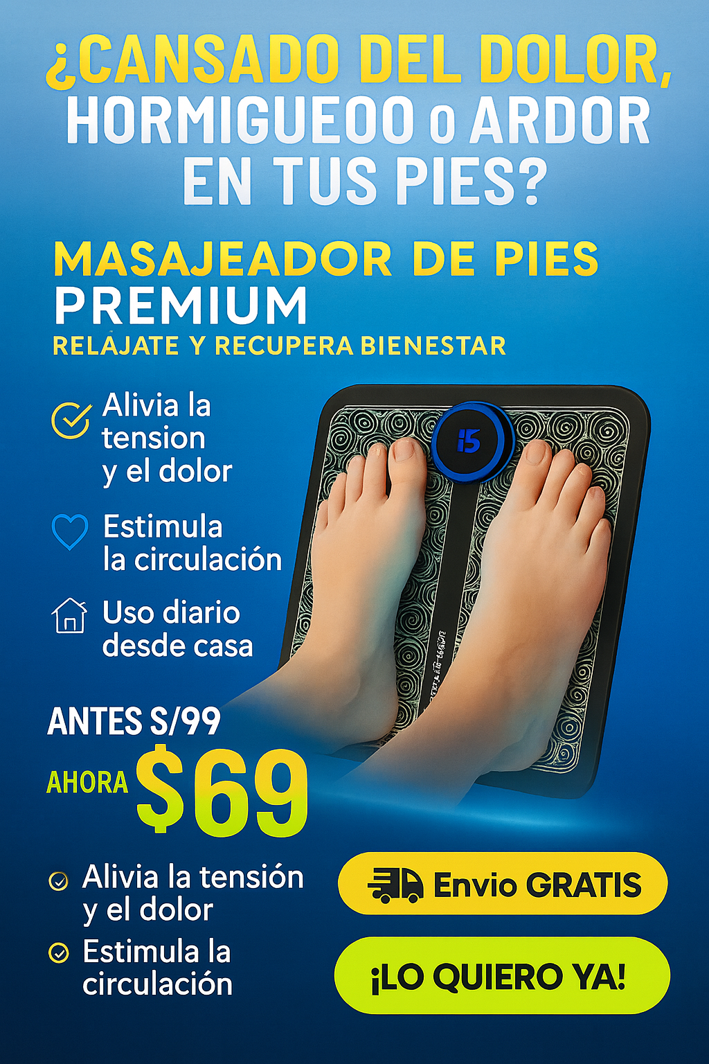 🔥 Masajeador de Pies – ¡Alivio Duradero y Relax Total! 🦶✨2025